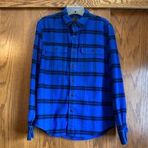 Lucky Brand Royal Blue & Black Plaid Flannel Button-Down Shirt